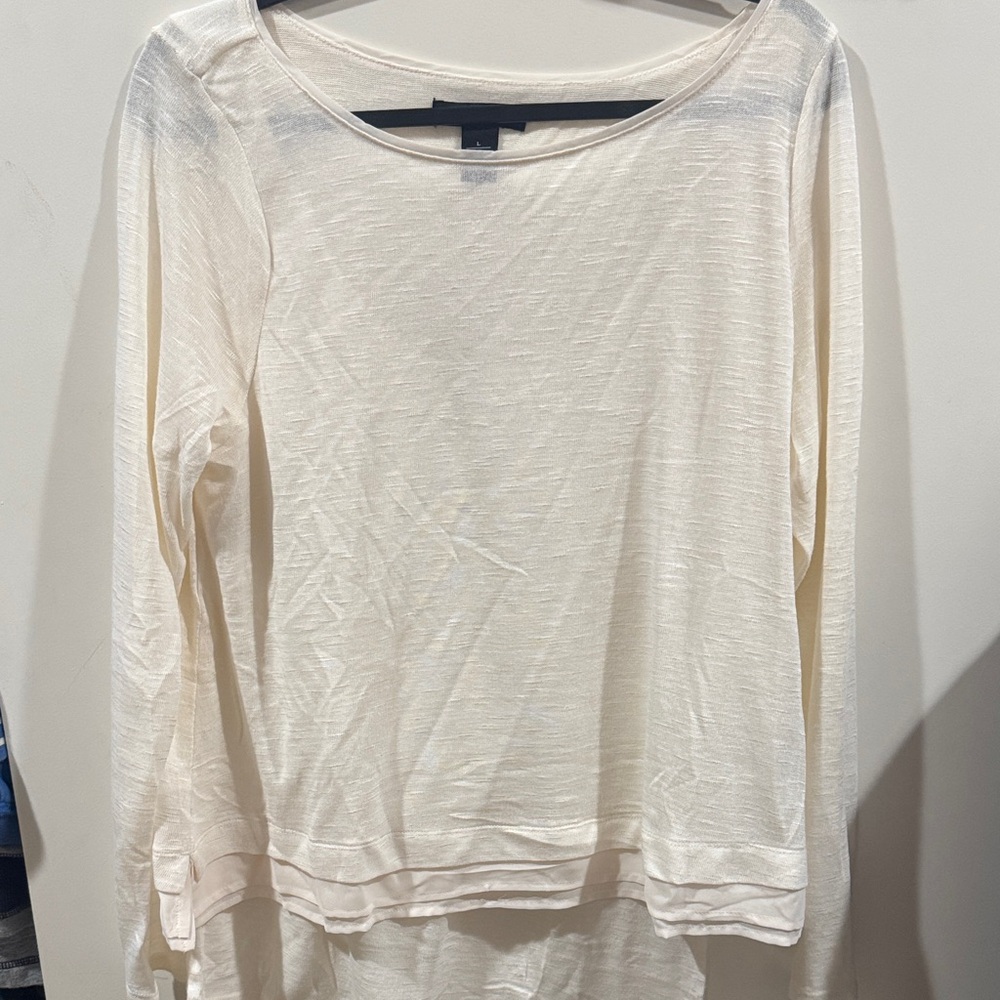 White House Black Market Cream Long Sleeve Top